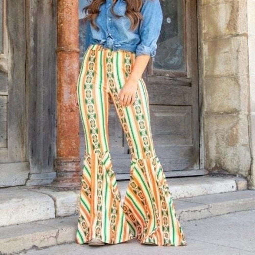 Lucky & Blessed Aztec Serape Sara bell bottom Pants